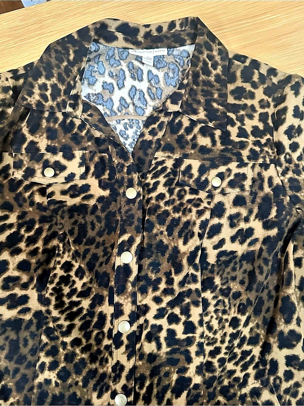 JM Collection Leopard Print Utility Jacket Size Large